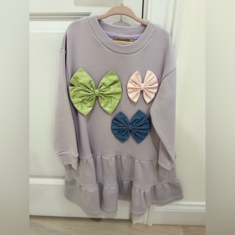 Kids Dress with Bows in Purple, Green, Pink, and Blue